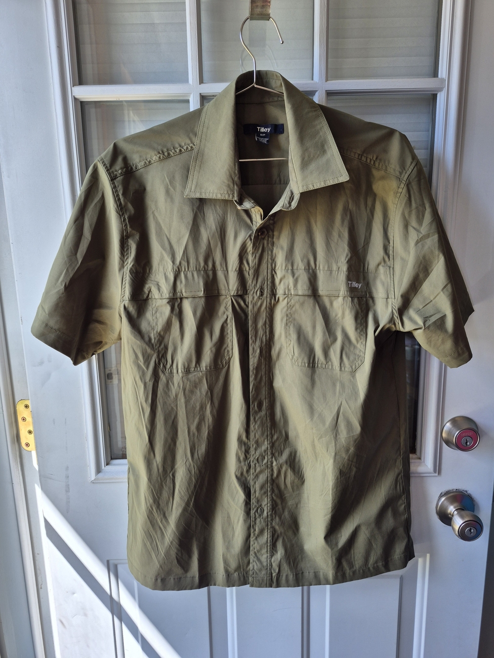 Tilley Men's Short-Sleeve Travel/Hiking Button-Down Shirt - Olive